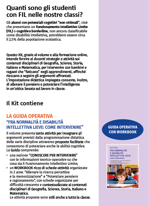 Kit Funzionamento Intellettivo Limite::Un percorso completo per intervenire a scuola con alunni in difficoltà